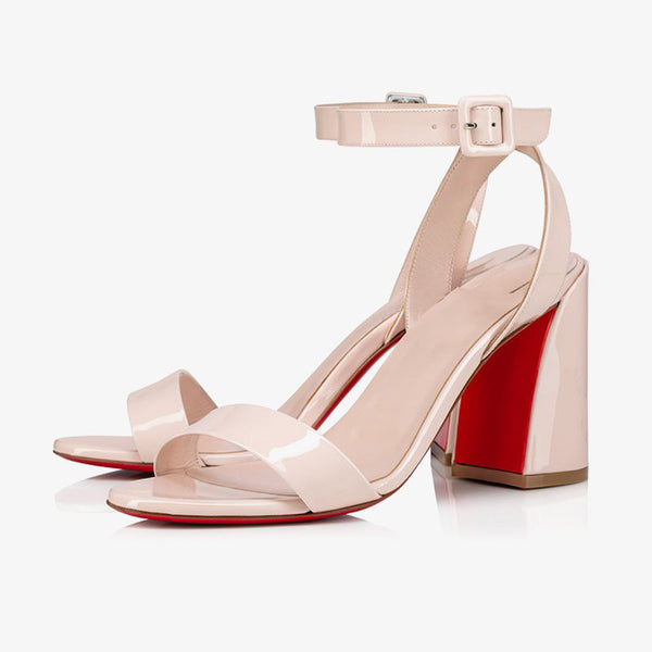 Sleek Beige Patent Leather Sandals
