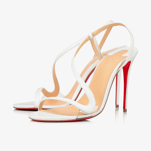Modern White Leather Stiletto Sandals