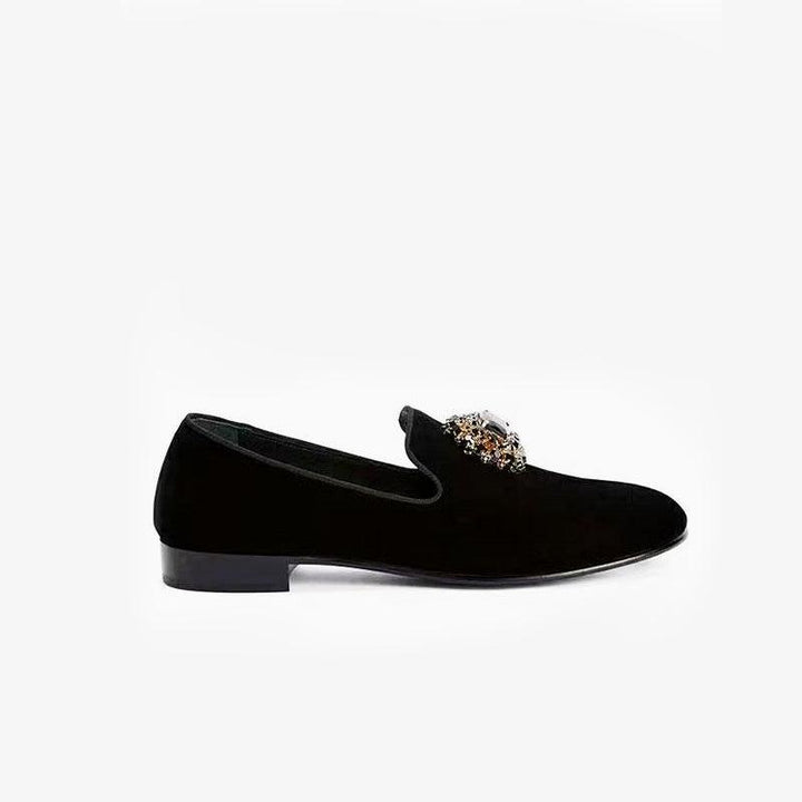 Black rhinestone-embellished Suede Loafers - Arno Conti Shoe