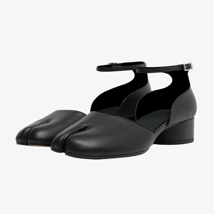 Split-toe Smooth Calf Leather Flats Sandals - Arno Conti Shoe