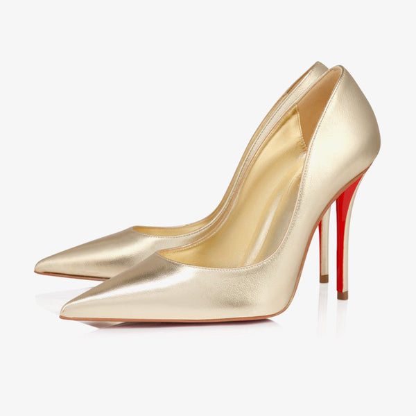 Platinum Laminated leather Stiletto Pumps