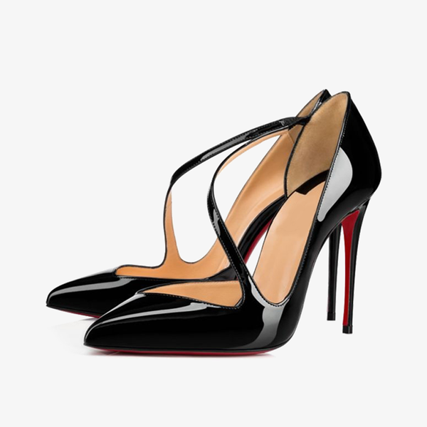 Black Patent Leather Pumps with Asymmetric Toe - ARNO CONTI