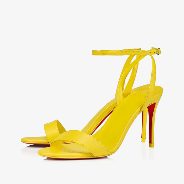 Elegant Yellow Leather Sandal with Metallic Buckle