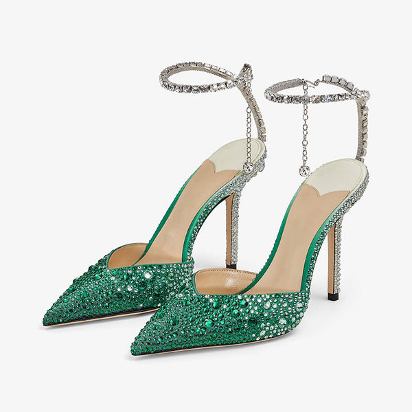 Green Gradient Satin Pumps