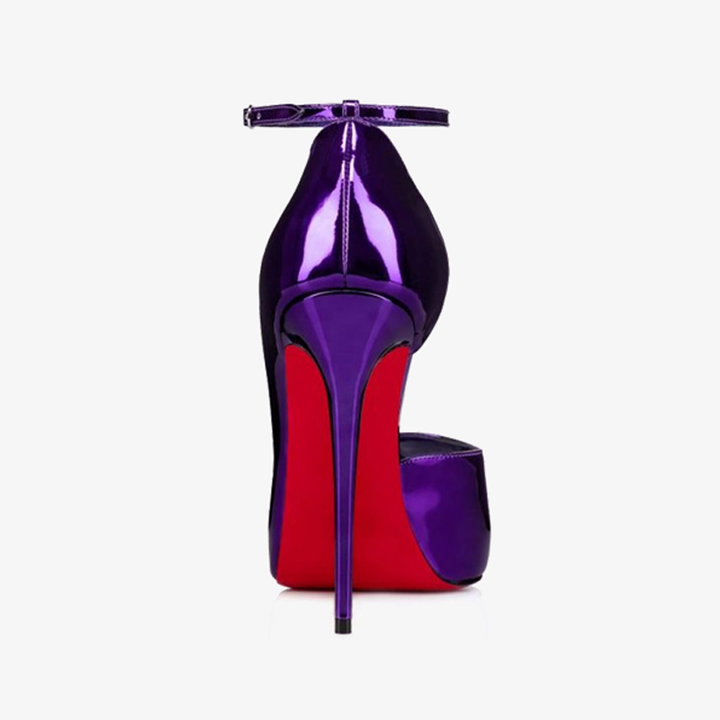 Purple Leather Pumps with Adjustable Straps - ARNO CONTI