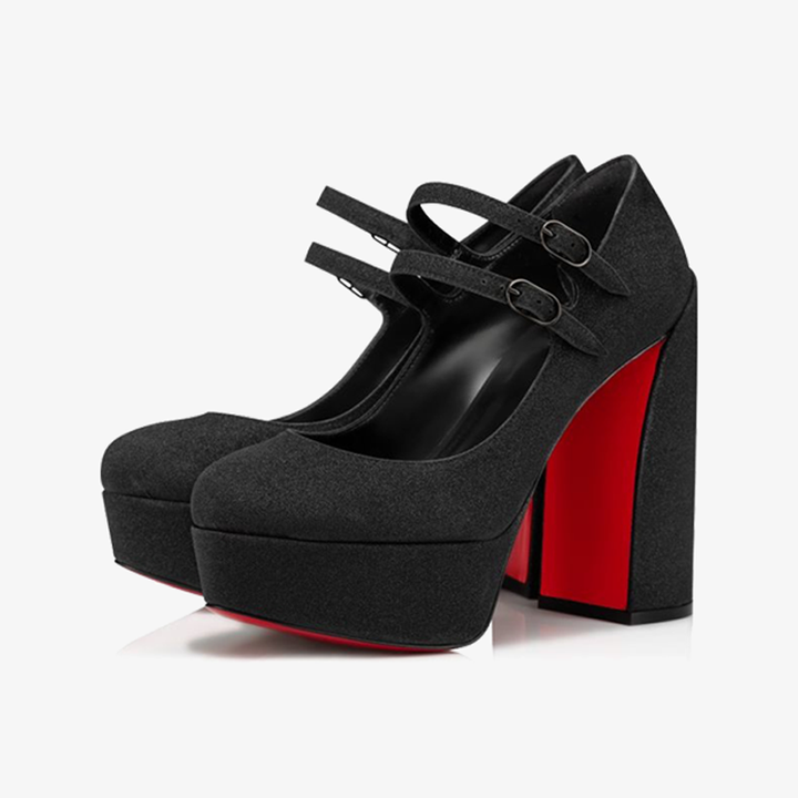 Stylish Black Glitter Leather Pump - ARNO CONTI