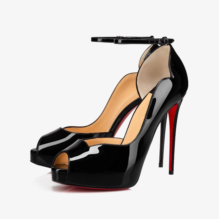 Black Patent Pumps ，Heart-Shaped Notches - ARNO CONTI