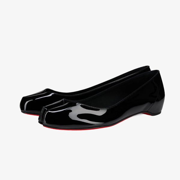 Black Patent Leather Split-Toe Flats