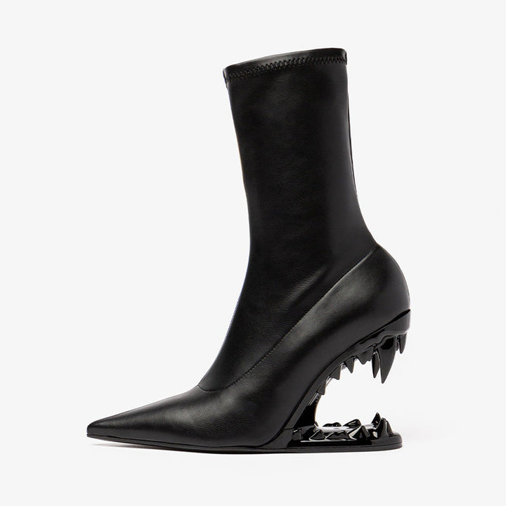 Black Faux Nappa Stretch Ankle Boots - Arno Conti Shoe