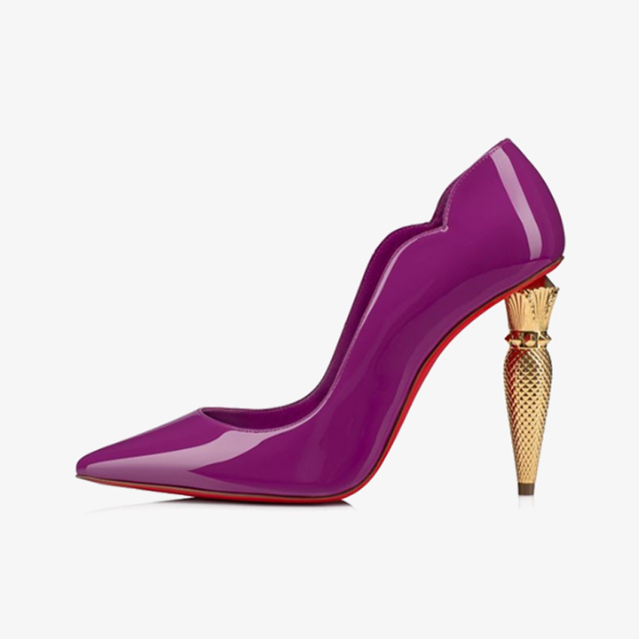 Purple Patent Leather Pump with Gold Heel - ARNO CONTI