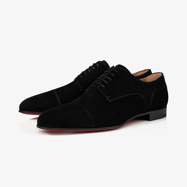 Black Suede Oxford with Grosgrain Piping