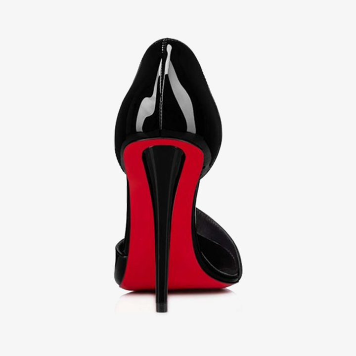 Black Patent Leather Pumps with Asymmetrical Vamp - ARNO CONTI