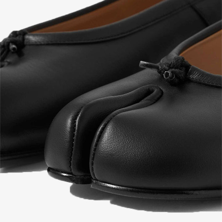 Black Split-toe Mules with Knot Detail - Arno Conti Shoe