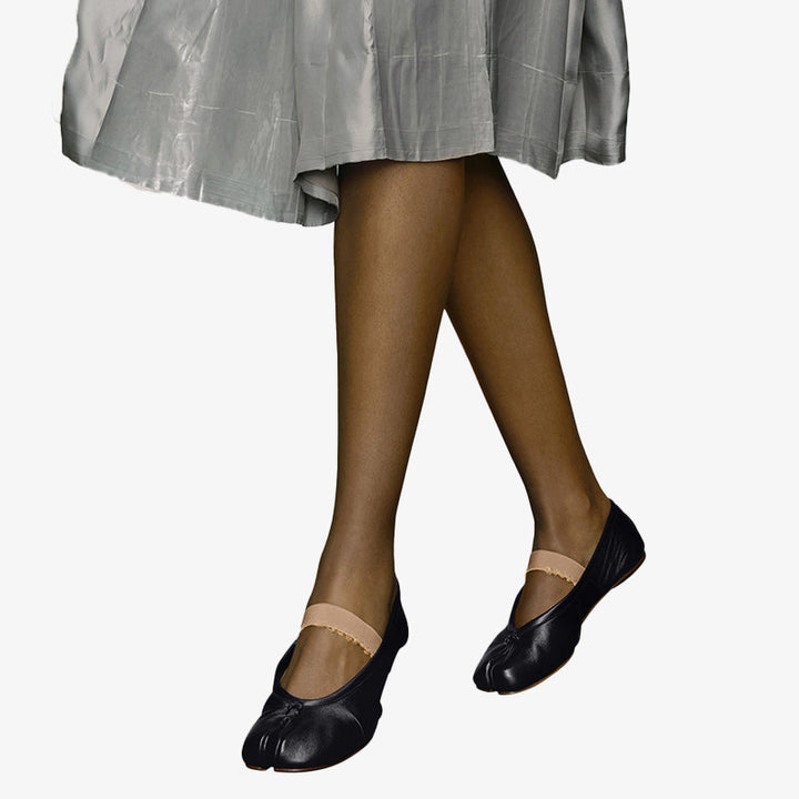 Distressed Leather Split-toe Ballerinas - Arno Conti Shoe