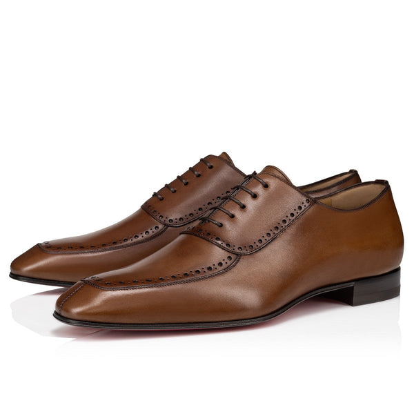Brown Derby Shoe in Patent Calf Leather