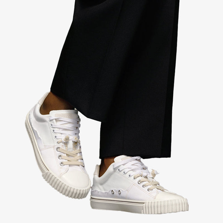 White Double Laces Creating Sneakers - Arno Conti Shoe