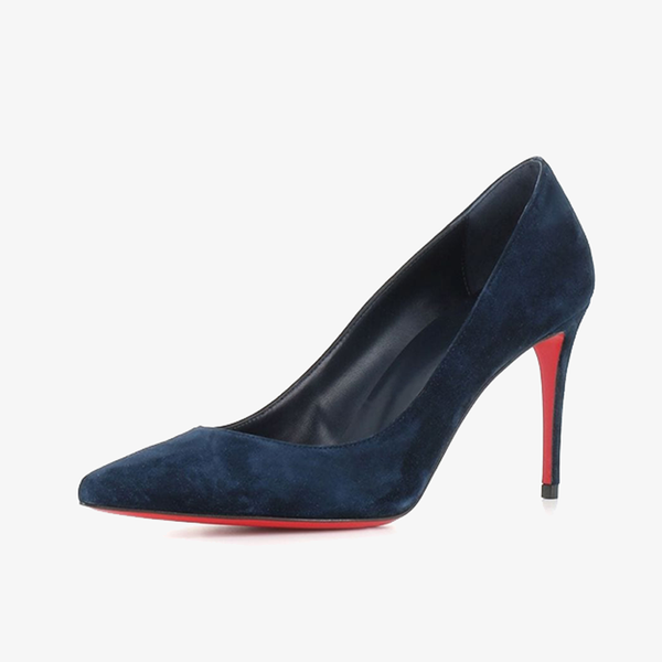 Navy Blue Calf Suede Stiletto Pumps