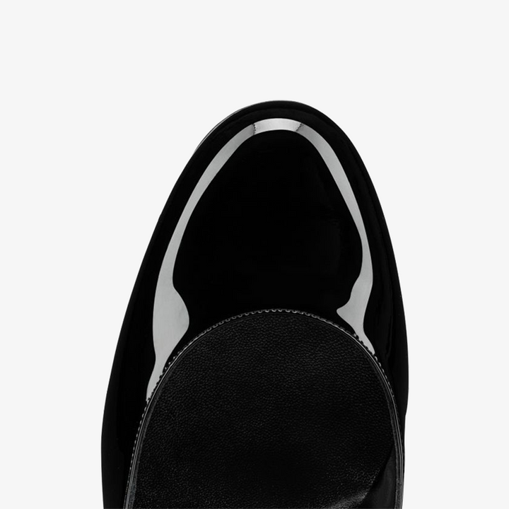 Black Patent Leather Sandal Square Buckle - ARNO CONTI