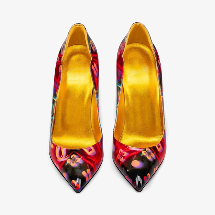 Multicolor Patent Pumps with V-Shaped Notches - ARNO CONTI