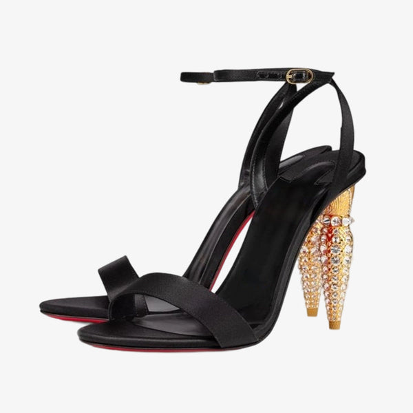 Satin Strass-Embellished Sandal
