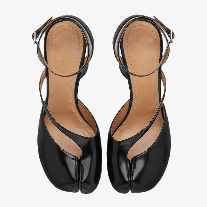 Brushed Leather Split-toe Cut-Out Sandals - Arno Conti Shoe