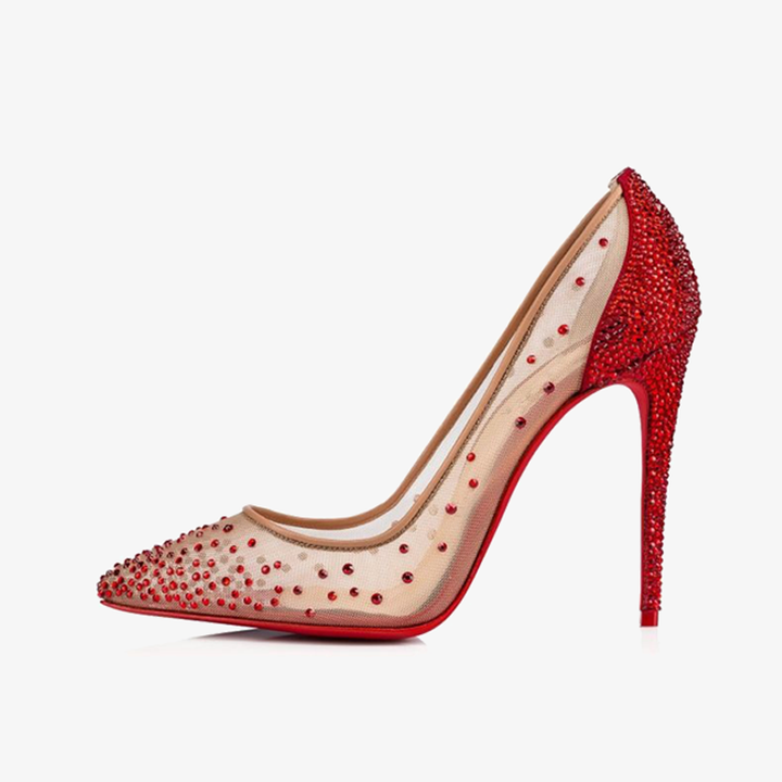 Lilac mesh Stiletto Pumps with Strass Detail - ARNO CONTI