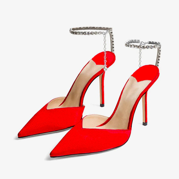Red Crystal-Embellished Pumps