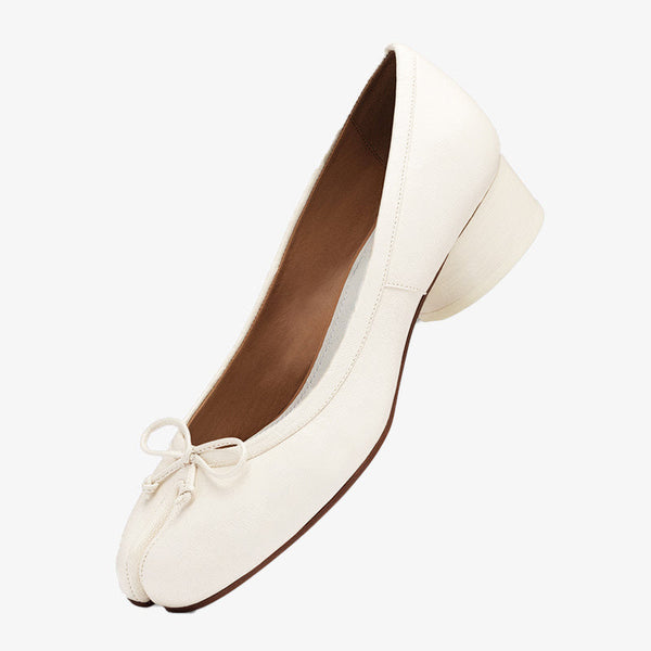White Split-toe Ballerina Shoes - Arno Conti Shoe