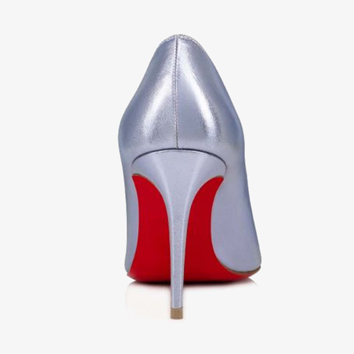 Silver Laminated Leather Stiletto with Pointed Toe - ARNO CONTI