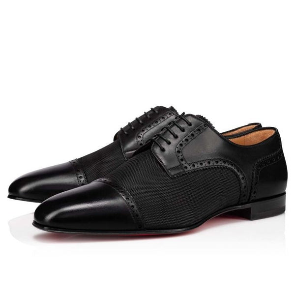 Black Fabric Oxford with Glossy Calfskin Leather Details