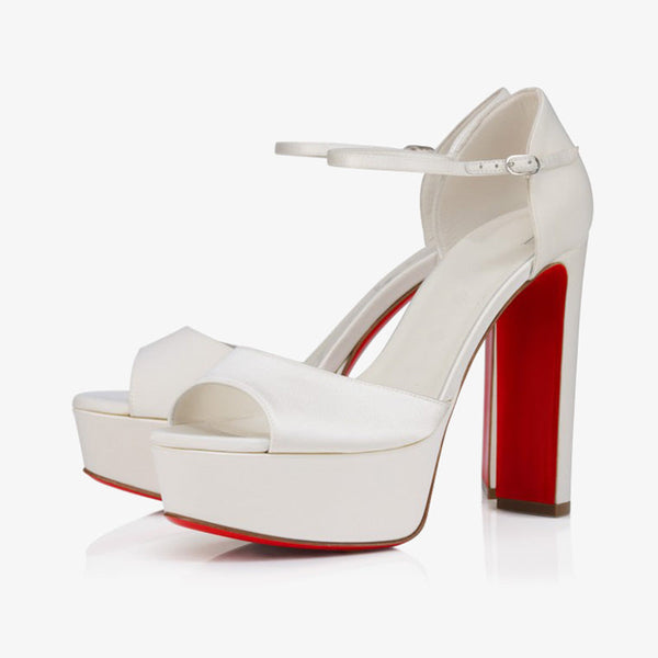 Ivory Crepe Satin Platform Sandals