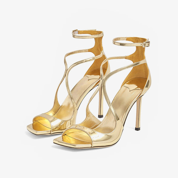 Gold Futuristic Stiletto Leather