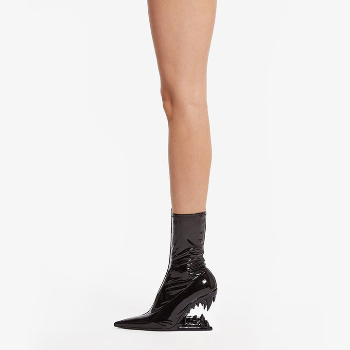 All-Black Stretch Heel Ankle Boots - Arno Conti Shoe