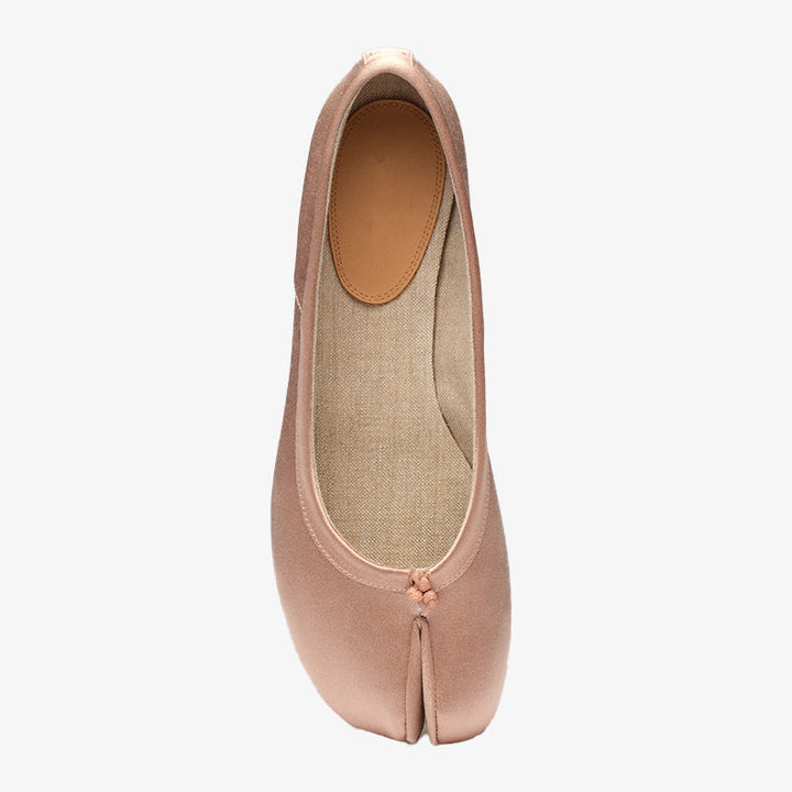 Satin Split-toe Ballerinas with Bow Detail - Arno Conti Shoe