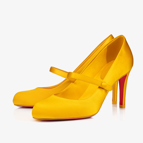Yellow Crepe Satin Pump, Low-Cut Vamp