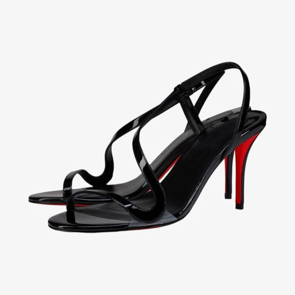 Patent Leather Open-Toe Black Pumps 80mm