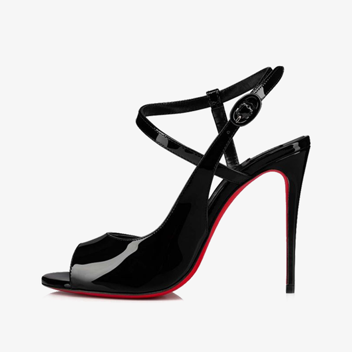 Black Patent Leather Stiletto Sandal - ARNO CONTI
