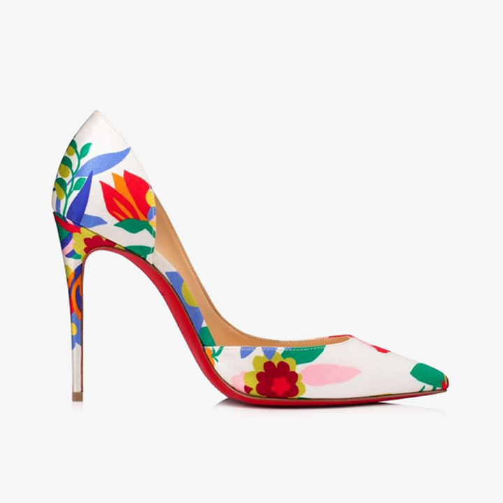 Multicolored Floral-Print Satin Stiletto - ARNO CONTI