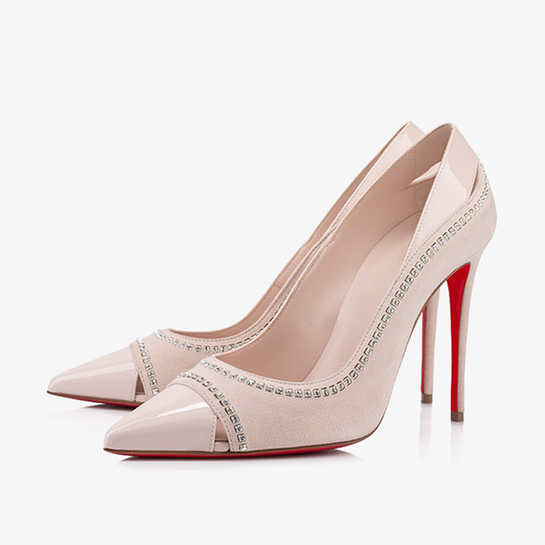 Beige Stiletto Pump with Cut-Outs