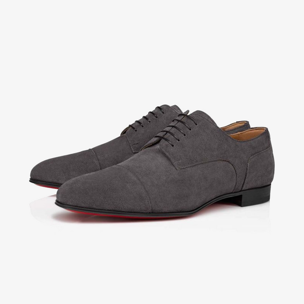 Smoky Grey Leather Oxford with Grosgrain Piping