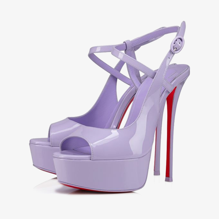 Purple Patent Leather Peep-Toe Pump - ARNO CONTI