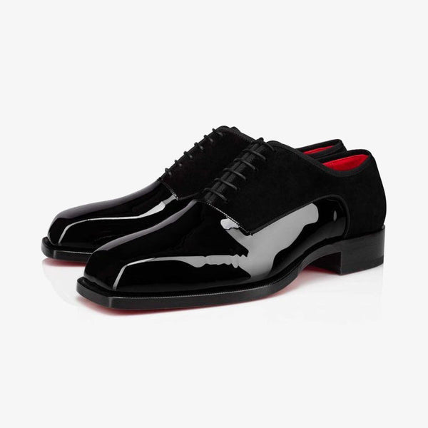 Black Patent and Suede Oxford with Square Toe