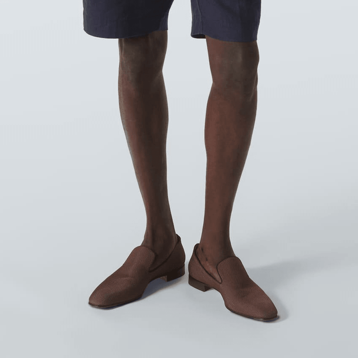 Fabric Flat Loafers Calf Low Top - ARNO CONTI