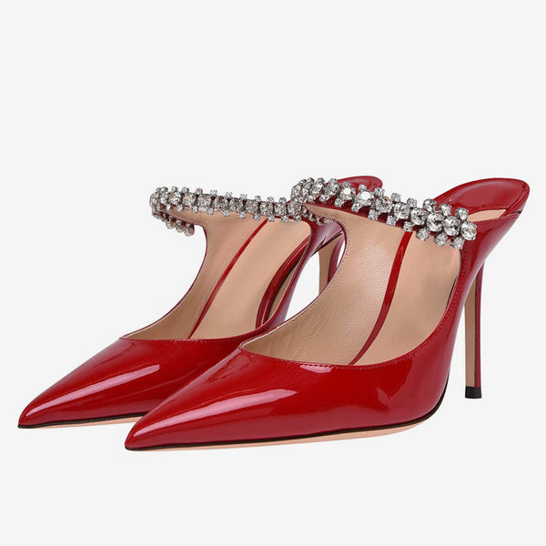 Red Patent Leather Mules