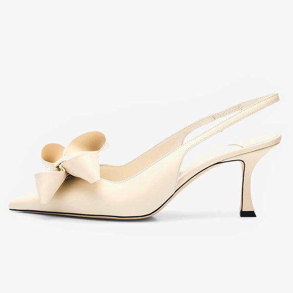 White Leather Slingback Pumps