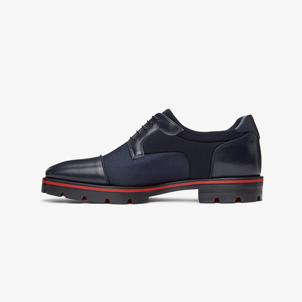 Navy Herringbone Derby Shoes