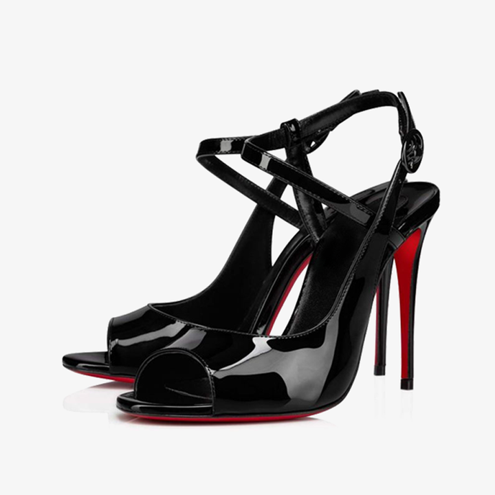 Black Patent Leather Stiletto Sandal - ARNO CONTI