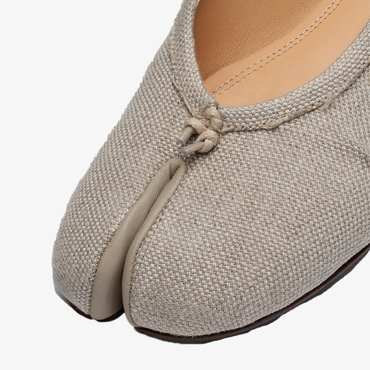 Textured linen Ballerinas with Handmade Folds - Arno Conti Shoe