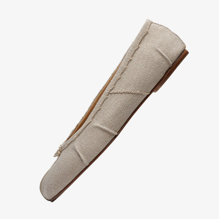 Textured linen Ballerinas with Handmade Folds - Arno Conti Shoe