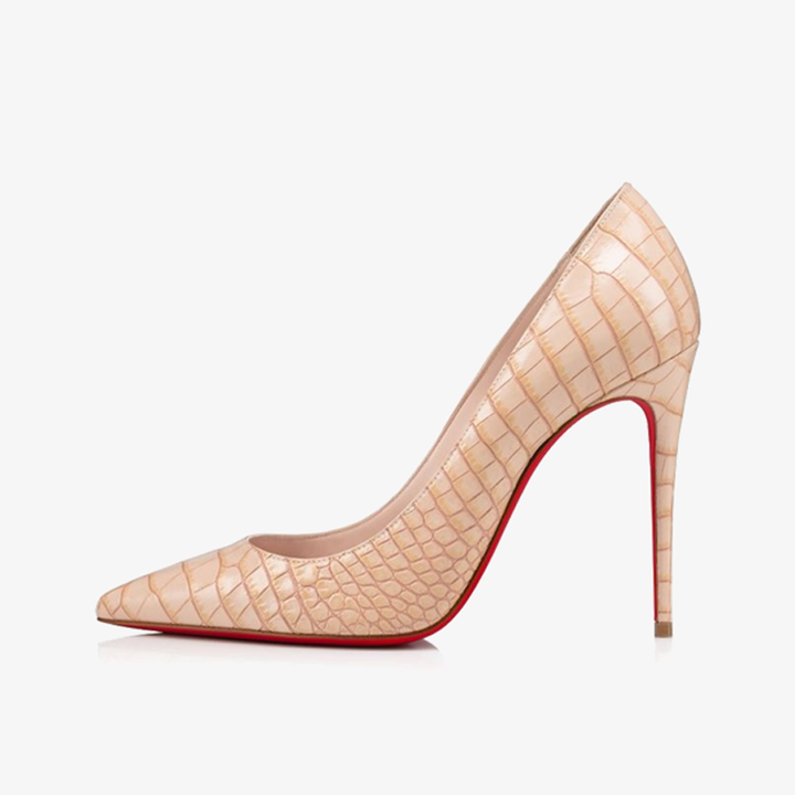 Beige Embossed Mock Croc Pump - ARNO CONTI